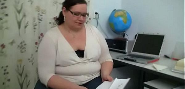  Big belly fat teacher seduces her student into sex